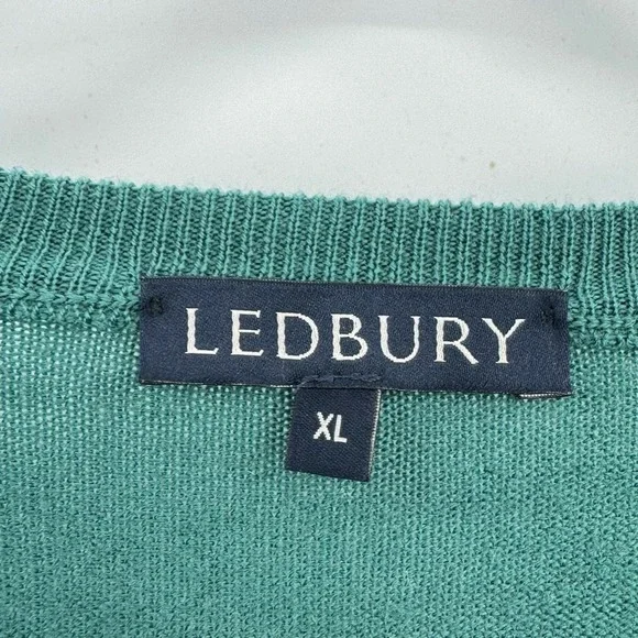 Ledbury V-Neck Extra Find Merino Wool Pullover Sweater Long Sleeve Green Size XL